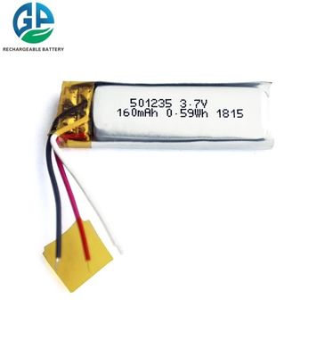 Перезаряжаемая 501235 160mAh 3.7V Lipo аккумуляторная батарея KC IEC62133 Литий полимерные батареи для игрушек