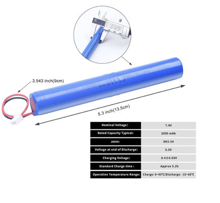 Купить ICR18650 2S1P 7.4V 2000mAh Ли-ионная батарея с 500 циклами жизни защиты от перенапряжения и ячеек класса А Производство в сети