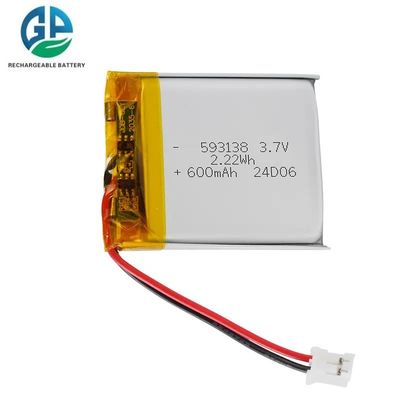 Купить Батарея с высоким уровнем разряда 30C Max60C перезаряжаемая 3.7V 593138 600mAH литийная батарея Литий-ионная батарея высокого качества online manufacture