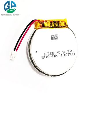 553535 круг батареи полимера иона 580mah 3.7v Li формирует большую емкость