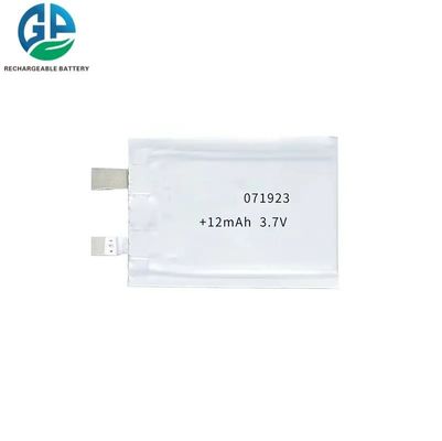 Небольшая батарея полимера иона лития полимера 3.7v 12mah Li ультра утончает Lipo 071923