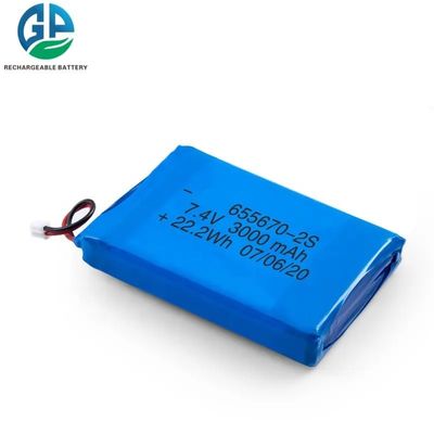 7.4V 3000mAh Ли-полимерная батарея с защитой от перезарядки для надежного источника питания