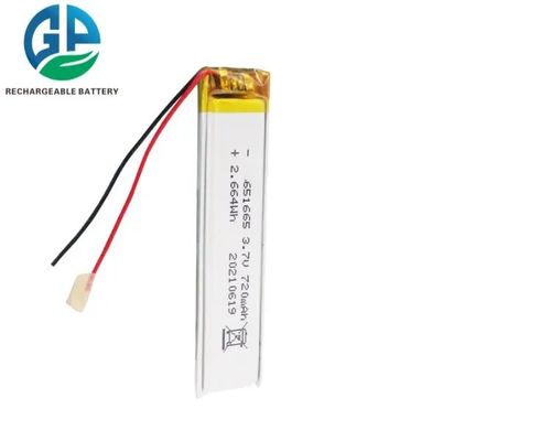 Перезаряжаемая 651665 литий полимерная батарея 720mah 3.7v