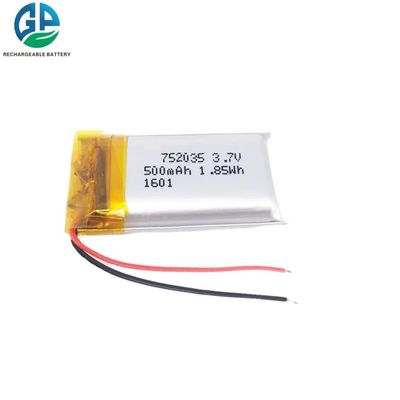 752035 500mah 3.7v Li Poly перезаряжаемая батарея для аудиоплеера