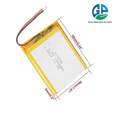 KC IEC62133 Одобрить перезаряжаемая 3.7v 574758 1800mah 3.7v литий полимерная липо батарея